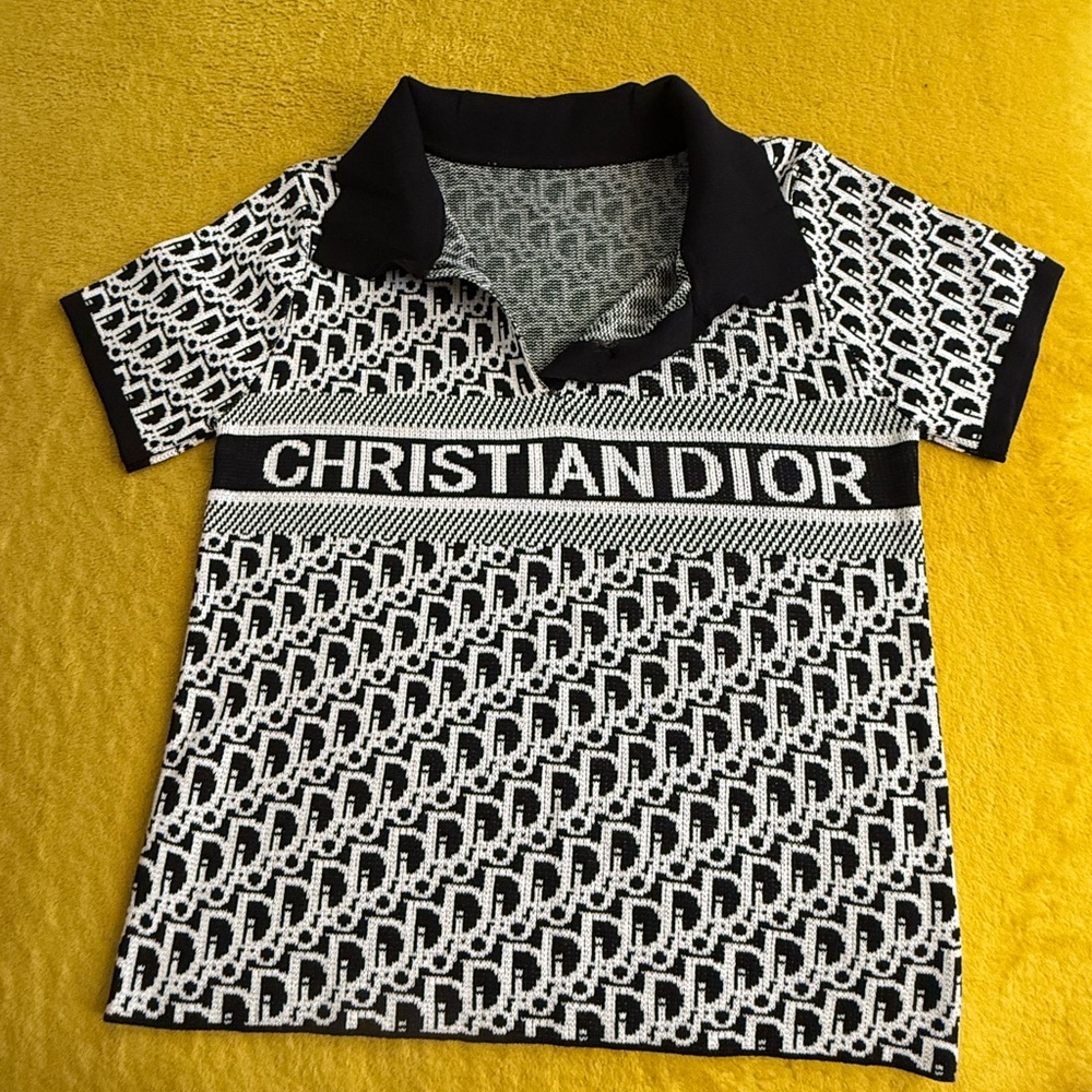 Women's Black and White Monogram Polo